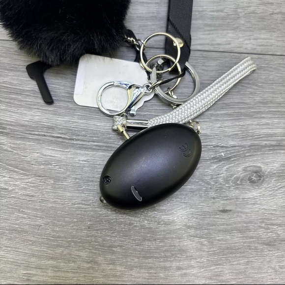 Black Self Defense Keychain w/ Protection Alarm with Pom Pom - Picture 7 of 8